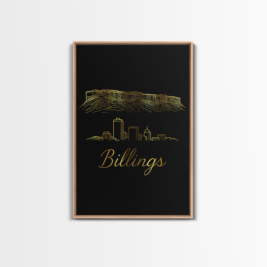 Billings Montana Travel Poster, Canvas Print, Dark Minimalist Wall Art, Billings Poster Print, Wall Art, Travel Wall Art, Art Print
