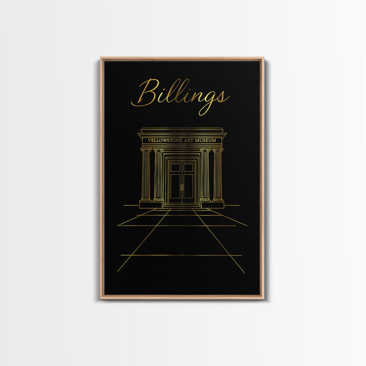 Billings Travel Poster, Framed Canvas Print, Dark Minimalist Wall Art, Billings City Art, Travel Wall Art, Vintage City Art, City Poster