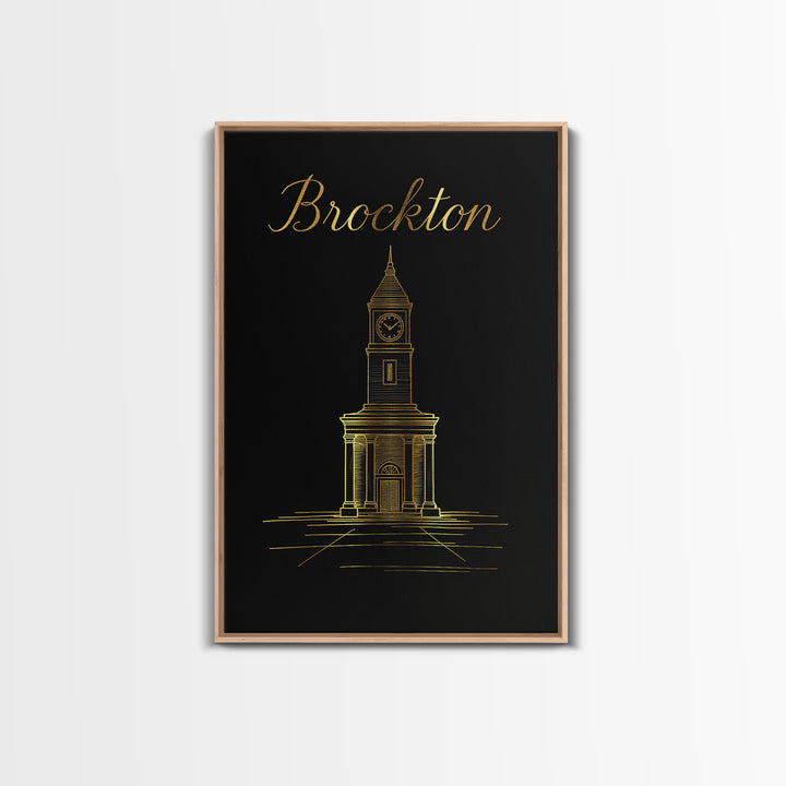 Brockton Massachusetts Travel Poster, Canvas Print, Dark Minimalist Wall Art, Brockton City Art, Gift For Travelers, Wanderlust Decor