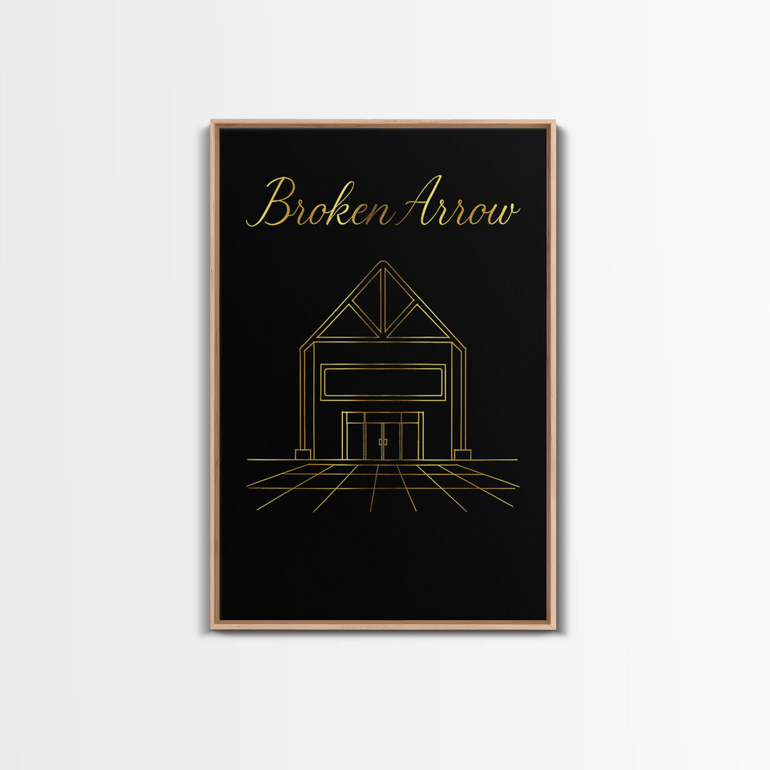 Broken Arrow Oklahoma Travel Poster, Canvas Print, Dark Minimalist Wall Art, Broken Arrow Travel Art, Gift For Travelers, Wall Art