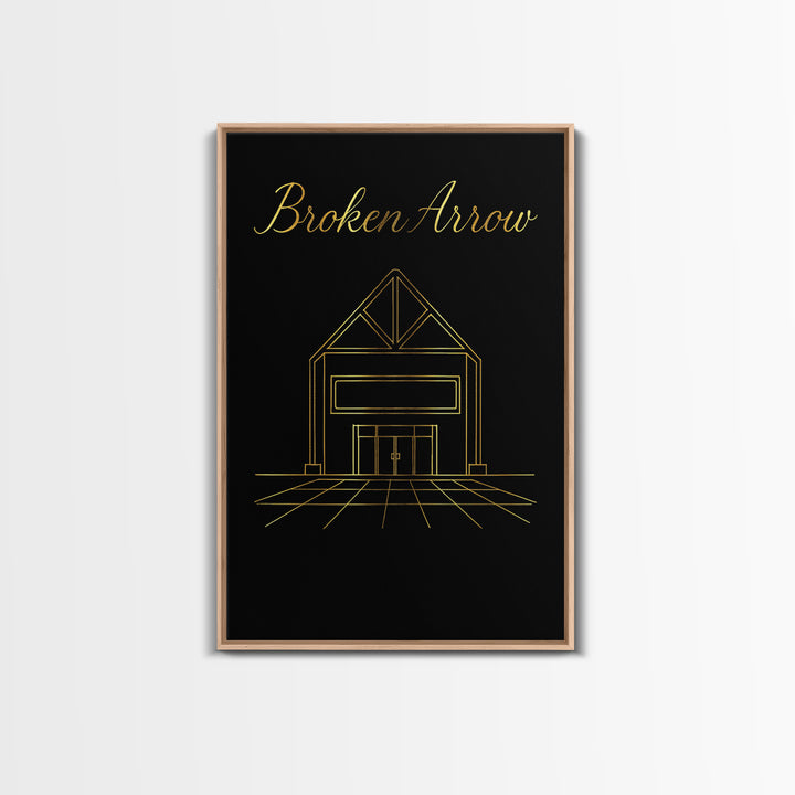 Broken Arrow Oklahoma Travel Poster, Canvas Print, Dark Minimalist Wall Art, Broken Arrow Travel Art, Gift For Travelers, Wall Art