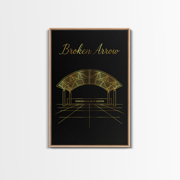 Broken Arrow Travel Poster, Canvas Print, Dark Minimalist Wall Art, Broken Arrow City Art, City Illustration, Travel Wall Decor