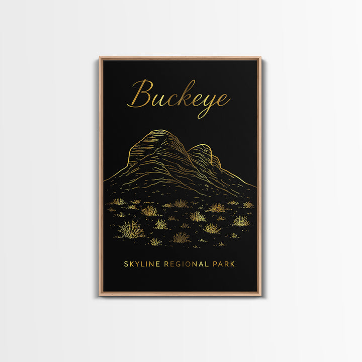 Buckeye Arizona Travel Poster, Canvas Print, Black Gold Minimalist Art, Buckeye Wall Art, Vintage City Art, Wall Art, Travel Wall Art