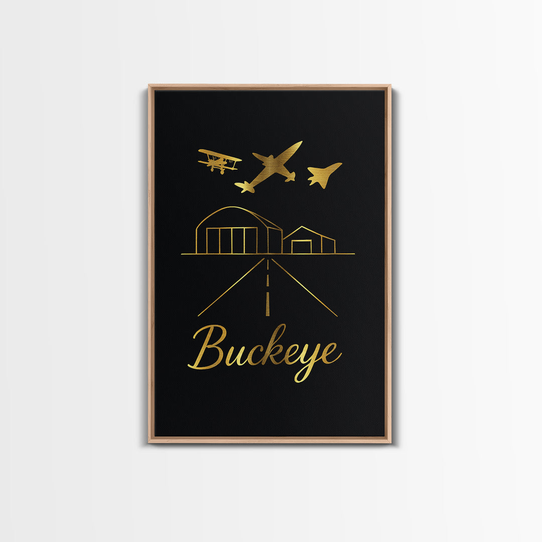 Buckeye Travel Poster, Framed Canvas Print, Dark Minimalist Wall Art, Buckeye City Art, Travel Art Print, Travel Poster Art, City Poster