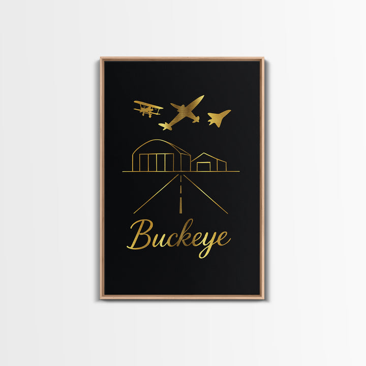 Buckeye Travel Poster, Framed Canvas Print, Dark Minimalist Wall Art, Buckeye City Art, Travel Art Print, Travel Poster Art, City Poster