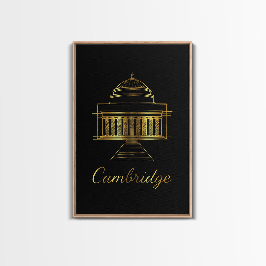 Cambridge Travel Poster, Canvas Print, Black Gold Minimalist Art, Cambridge Poster Print, Travel Poster Art, Gift For Travelers