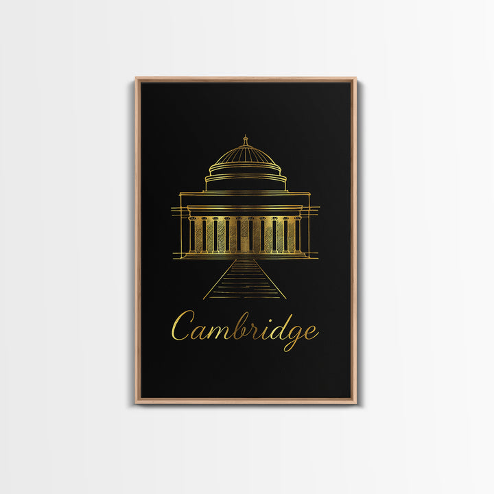 Cambridge Travel Poster, Canvas Print, Black Gold Minimalist Art, Cambridge Poster Print, Travel Poster Art, Gift For Travelers