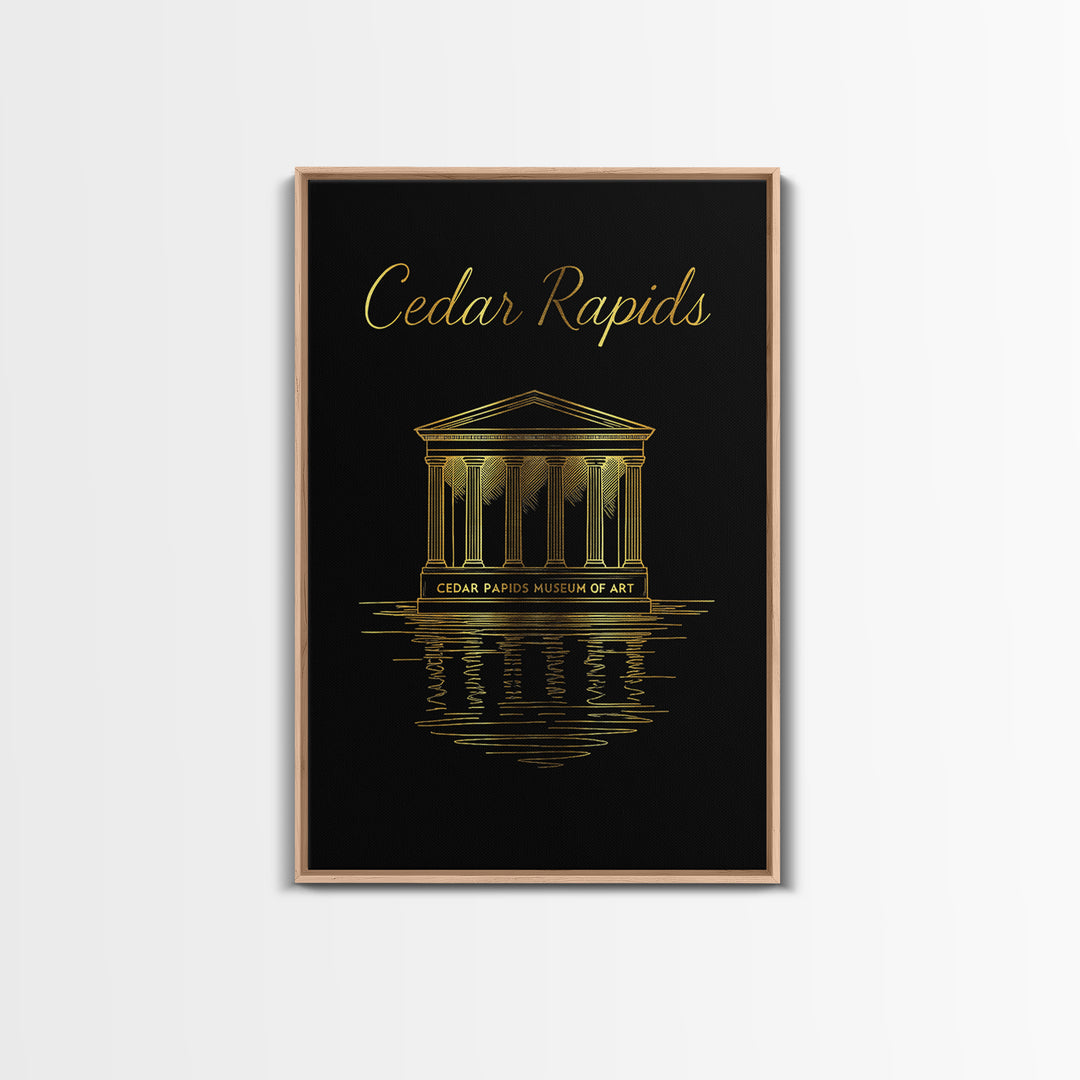 Cedar Rapids Travel Poster, Canvas Print, Gold Outline Poster Art, Cedar Rapids Art Print, Vintage Travel Print, City Travel Prints