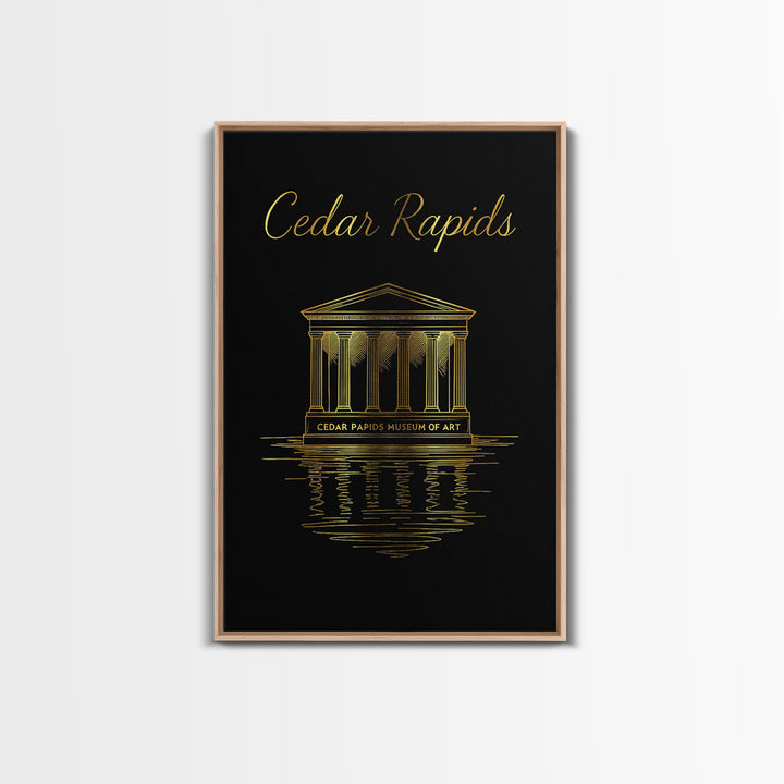 Cedar Rapids Travel Poster, Canvas Print, Gold Outline Poster Art, Cedar Rapids Art Print, Vintage Travel Print, City Travel Prints