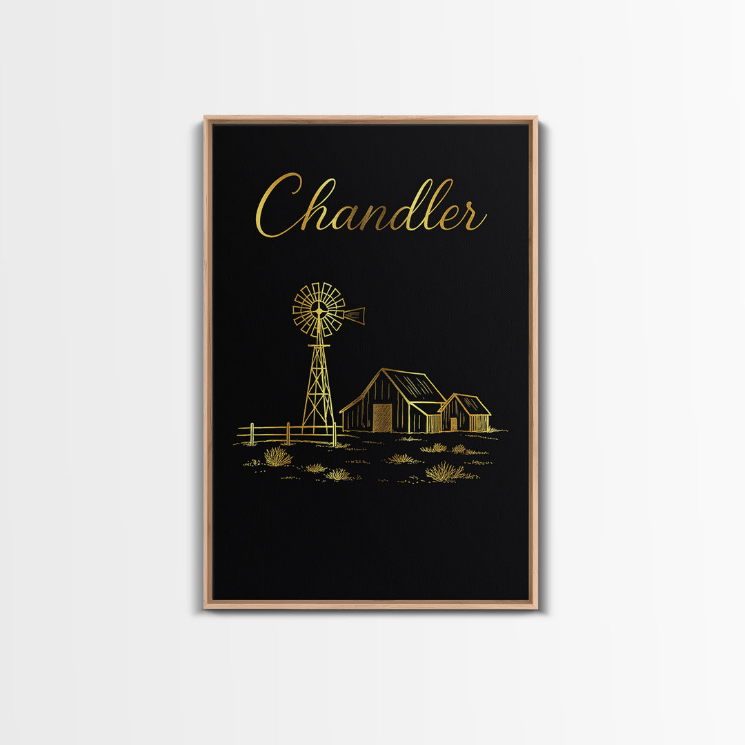 Chandler Travel Poster, Framed Canvas Print, Dark Minimalist Wall Art, Chandler Art Print, Travel Art Print, Vintage Travel Art