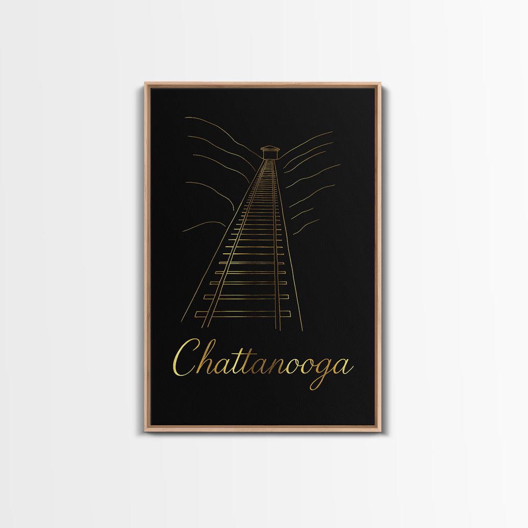 Chattanooga Travel Poster, Canvas Print, Gold Outline Poster Art, Chattanooga Travel Art, City Illustration, Gift For Travelers