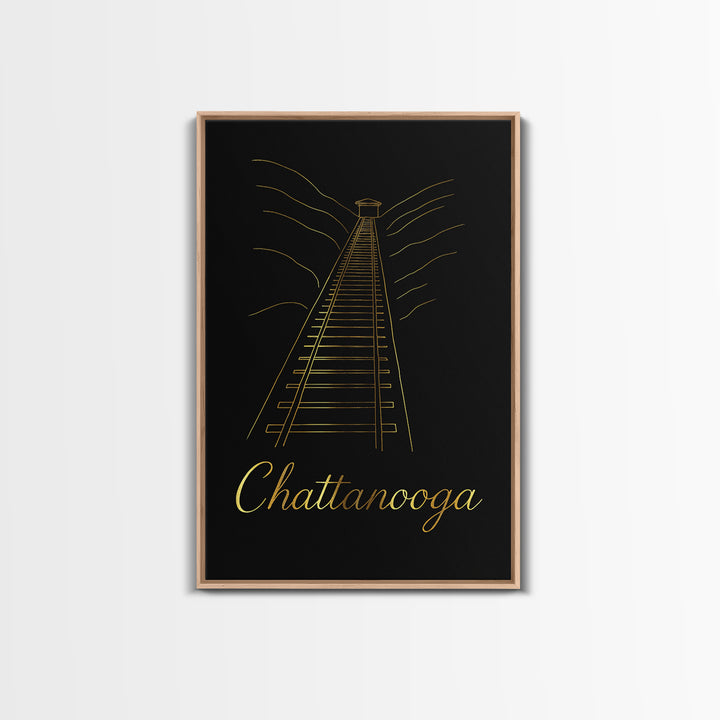 Chattanooga Travel Poster, Canvas Print, Gold Outline Poster Art, Chattanooga Travel Art, City Illustration, Gift For Travelers