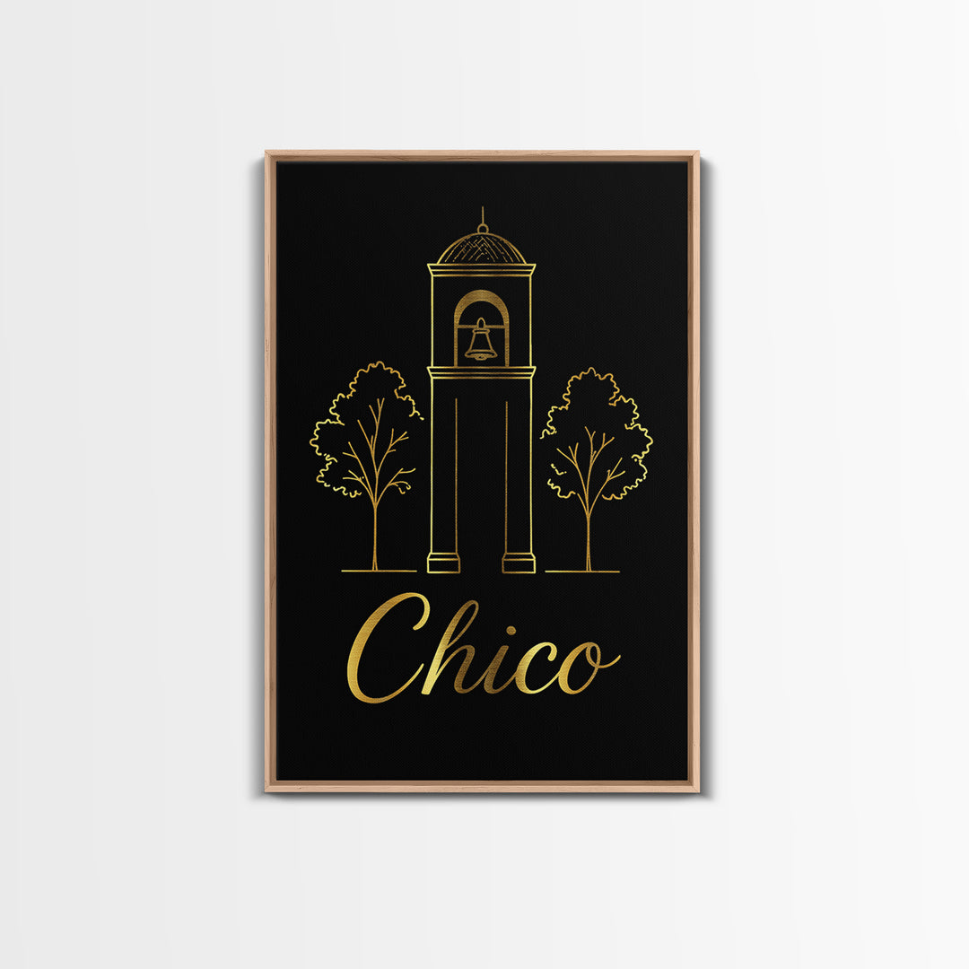 Chico Travel Poster, Framed Canvas Print, Dark Minimalist Wall Art, Chico Poster Print, City Art Print, Living Room Wall Art, Home Decor