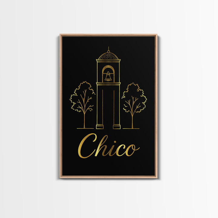 Chico Travel Poster, Framed Canvas Print, Dark Minimalist Wall Art, Chico Poster Print, City Art Print, Living Room Wall Art, Home Decor