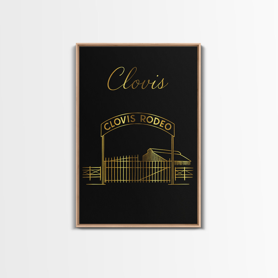 Clovis California Travel Poster, Canvas Print, Black Gold Minimalist Art, Clovis Poster Print, Mid Century Wall Art, Travel Wall Decor