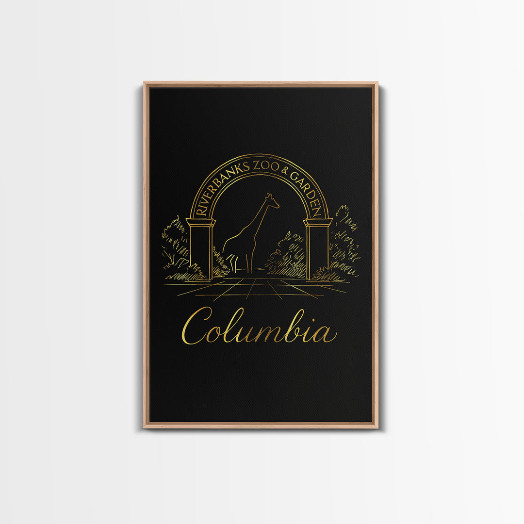 Columbia Travel Poster, Canvas Print, Gold Outline Poster Art, Columbia Art Print, City Illustration, Travel Wall Decor, Travel Poster Set