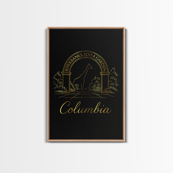 Columbia Travel Poster, Canvas Print, Gold Outline Poster Art, Columbia Art Print, City Illustration, Travel Wall Decor, Travel Poster Set
