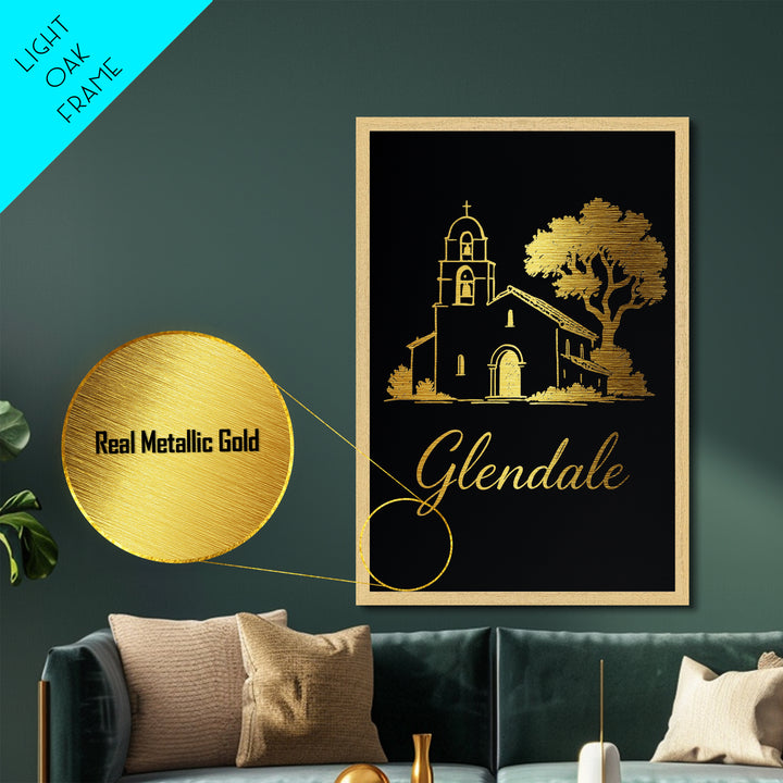 Glendale Arizona Travel, Metallic Gold Art, Wood Framed Art, Metal Art, Modern House Art, Retirement Gift, Bedroom Wall Art