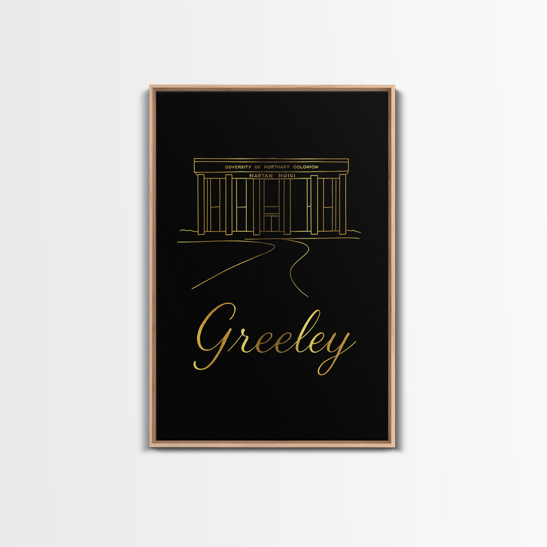 Greeley Travel Poster, Canvas Print, Gold Outline Poster Art, Greeley Art Print, City Art Print, Mid Century Wall Art, Travel Poster Set