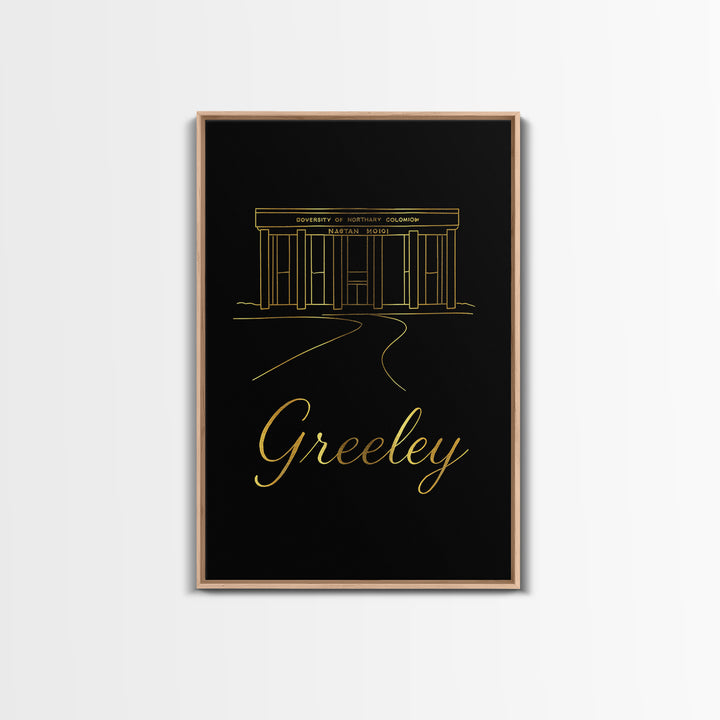 Greeley Travel Poster, Canvas Print, Gold Outline Poster Art, Greeley Art Print, City Art Print, Mid Century Wall Art, Travel Poster Set