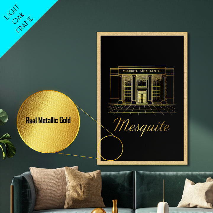 Mesquite Texas Travel, Metallic Gold Art, Wood Framed Art, Metal Art, Honeymoon Gift, Bedroom Art, Home Office Art
