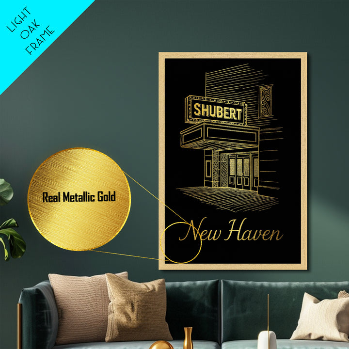 New Haven Connecticut Art, Metallic Gold Art, Wood Framed Art, Metal Art, Modern House Art, Birthday Gift, Living Room Art