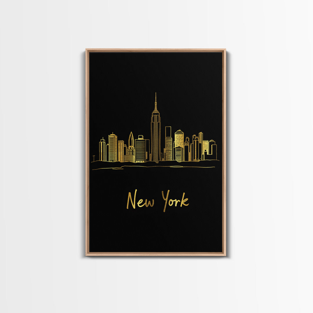 New York Travel Poster, Canvas Print, Dark Minimalist Wall Art, New York City Art, Home Office Decor, Living Room Wall Art, Travel Gift