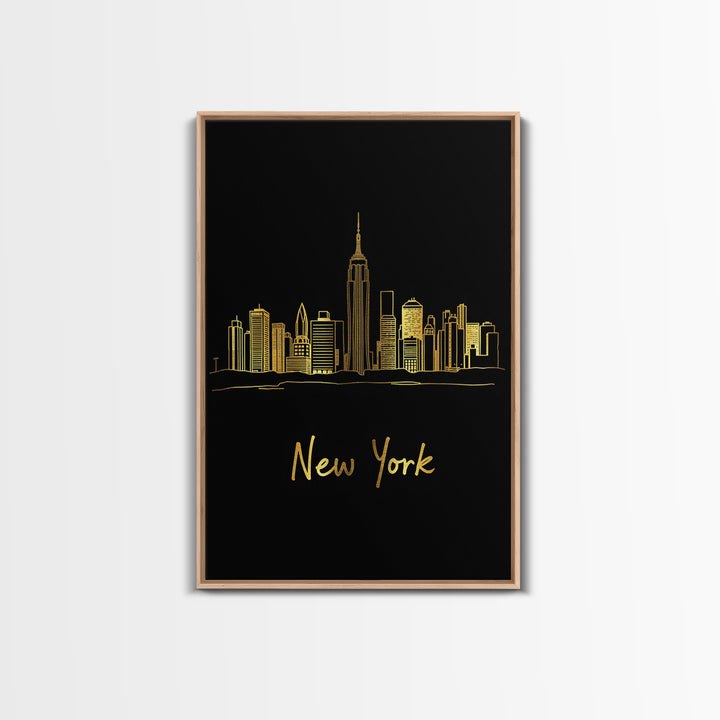 New York Travel Poster, Canvas Print, Dark Minimalist Wall Art, New York City Art, Home Office Decor, Living Room Wall Art, Travel Gift