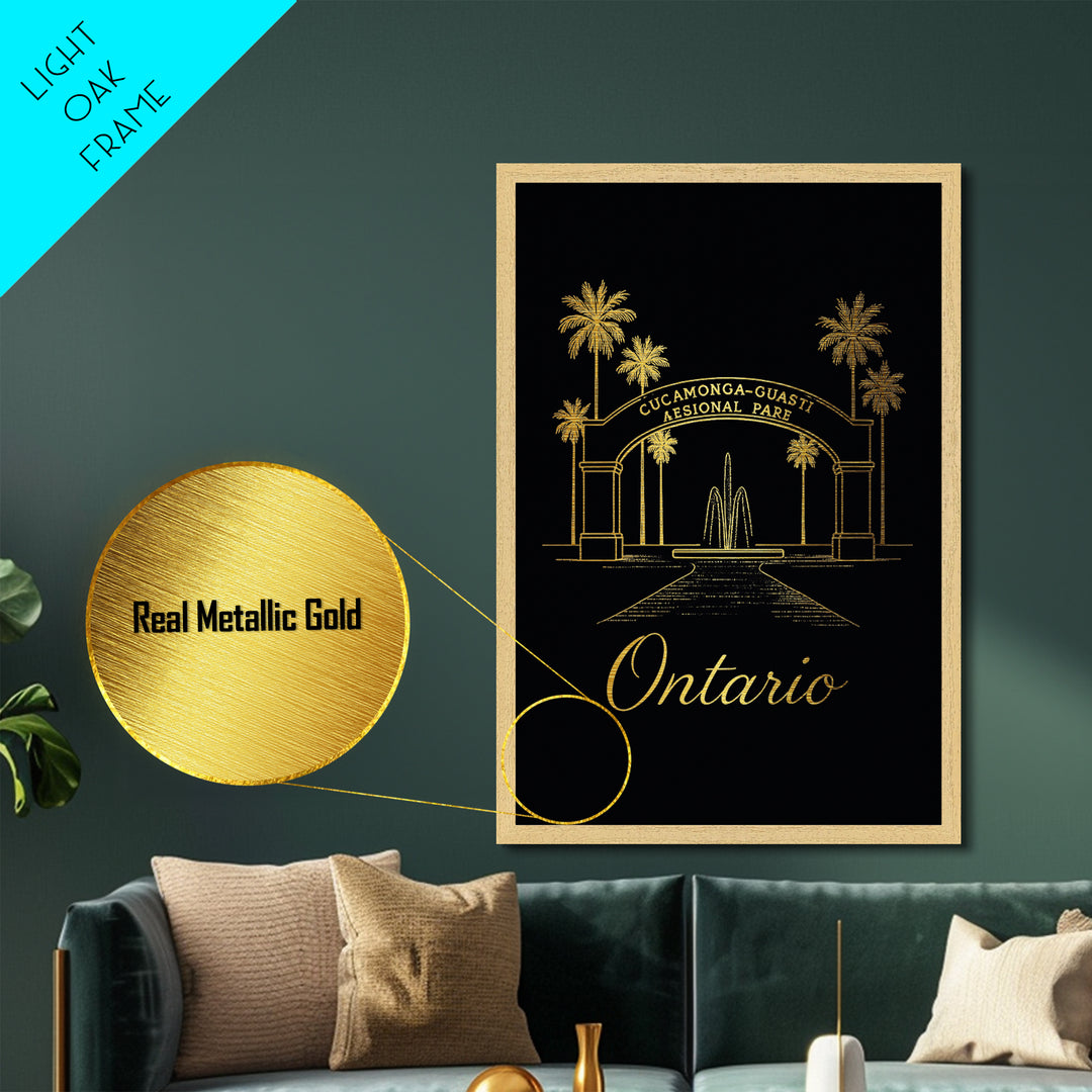 Ontario California Art, Metallic Gold Print, Wood Framed Art, Metal Art, Modern House Art, Birthday Gift, Entryway Wall Print