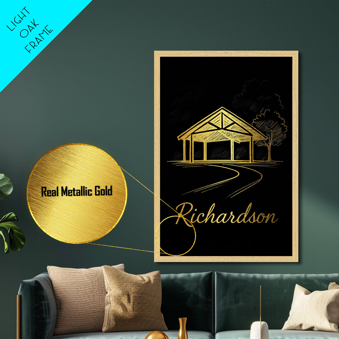 Richardson Texas Travel, Metallic Gold Print, Wood Framed Art, Metal Art, Modern Wall Art, Retirement Travel Gift, Living Room Decor