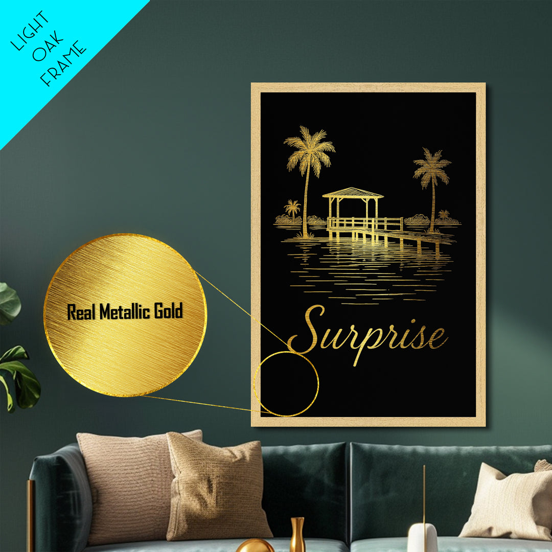 Surprise Arizona Travel, Metallic Gold Print, Wood Framed Art, Metal Art, Modern Wall Art, Graduation Travel Gift, Home Decor