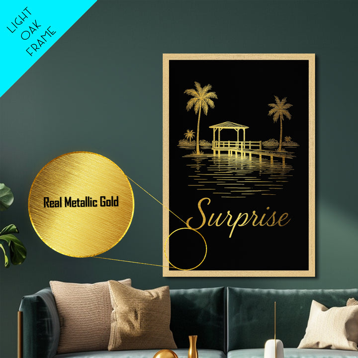 Surprise Arizona Travel, Metallic Gold Print, Wood Framed Art, Metal Art, Modern Wall Art, Graduation Travel Gift, Home Decor