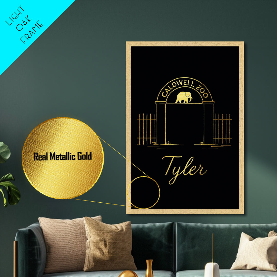 Tyler Texas Art, Metallic Gold Art, Wood Framed Art, Metal Art, Minimalist Wall Art, Honeymoon Gift, Living Room Decor