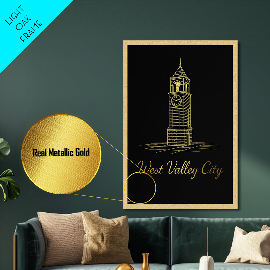 West Valley City Utah Art, Metallic Gold Art, Wood Framed Art, Metal Art, Modern Wall Art, Adventure Lover Gift, Living Room Decor