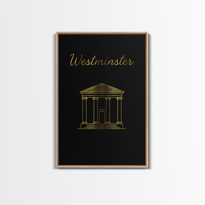 Westminster Travel Poster, Canvas Print, Black Gold Minimalist Art, Westminster Wall Art, Travel Poster Art, Mid Century Wall Art