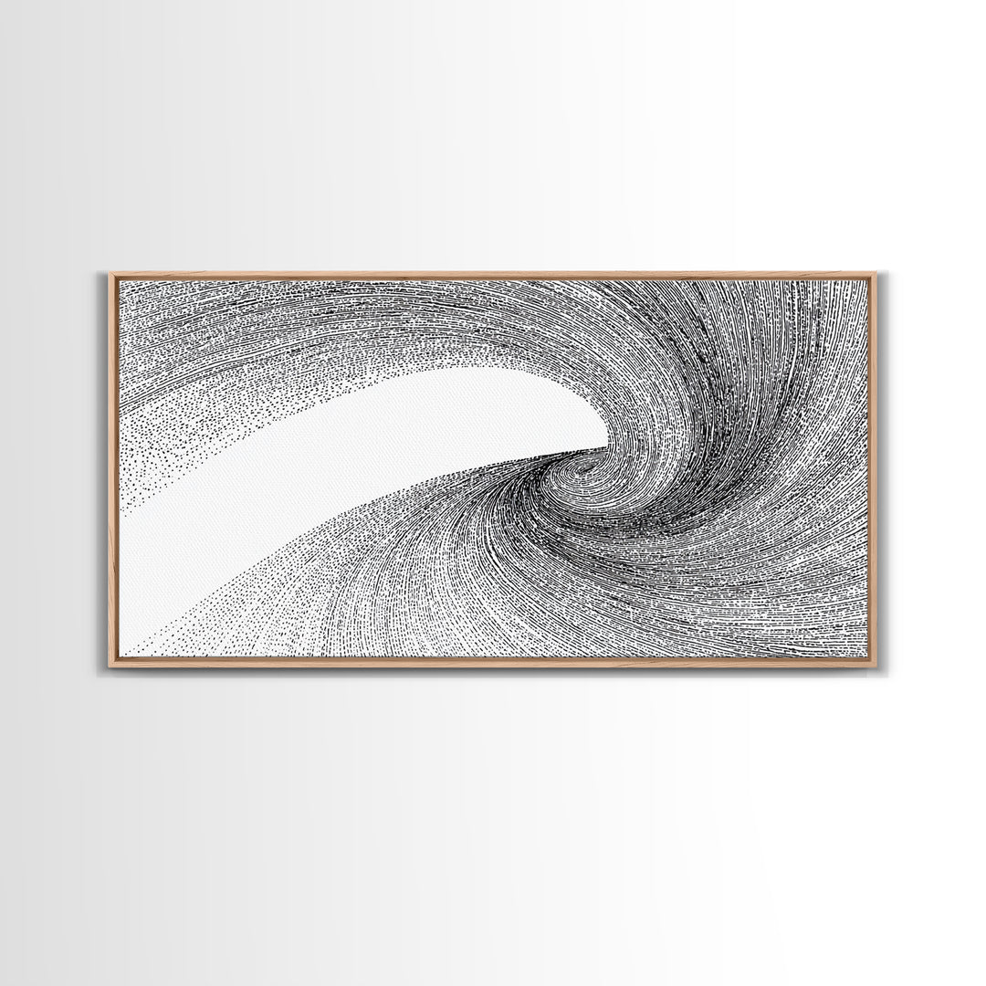 Black White Vortex Line Wall Art, Modern Abstract Art Print, Op Art Decor, Minimalist Geometric Poster For Office And Home