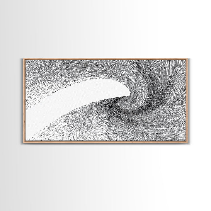 Black White Vortex Line Wall Art, Modern Abstract Art Print, Op Art Decor, Minimalist Geometric Poster For Office And Home