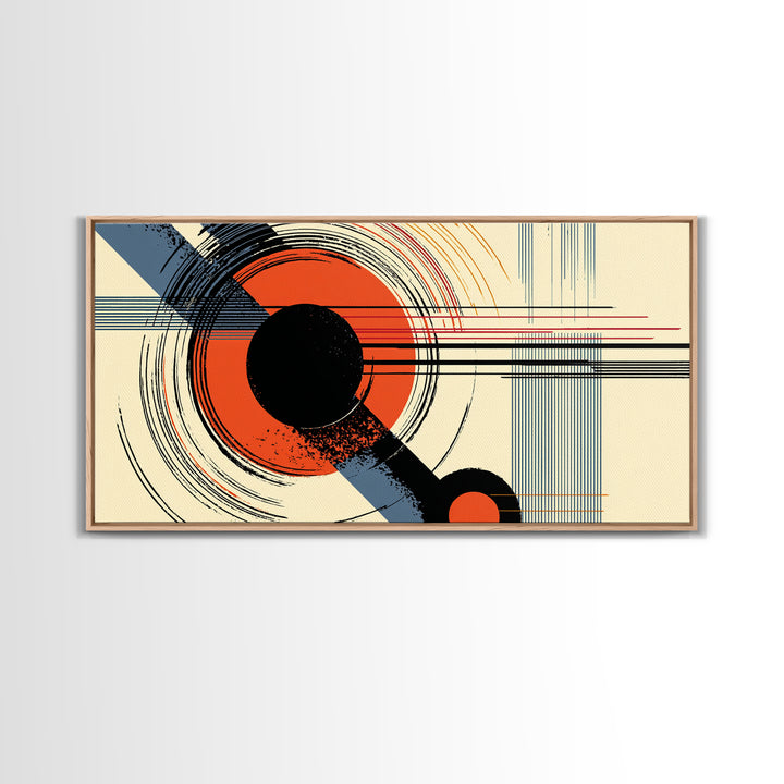Red Black Circle Abstract Wall Art, Mid Century Modern Geometric Print, Bauhaus Poster, Retro Modern Decor For Living Room