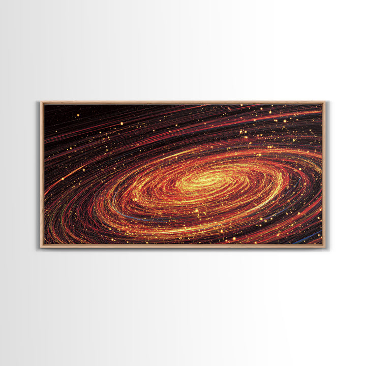 Fiery Spiral Galaxy Canvas Print, Cosmic Space Abstract Wall Decor, Modern Sci Fi Poster, Large Statement Artwork For Living Room