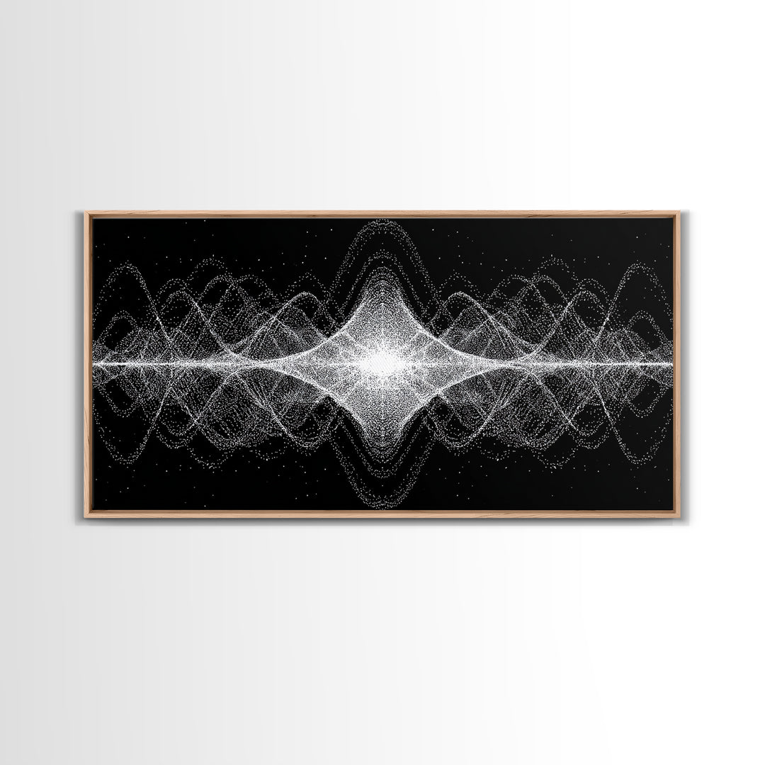 Black White Sound Wave Abstract Wall Art, Modern Geometric Art Print, Midcentury Decor, Minimalist Office Wall Decor Print