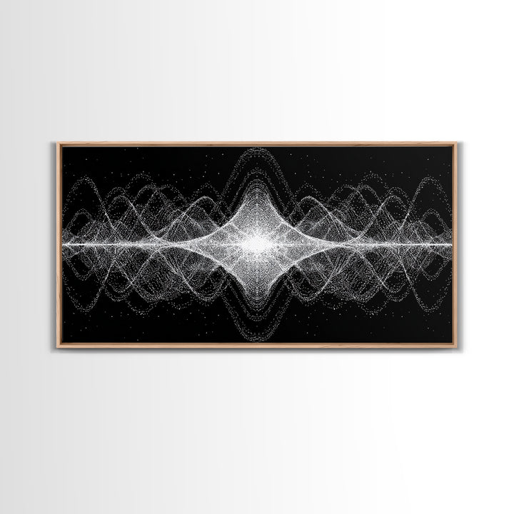 Black White Sound Wave Abstract Wall Art, Modern Geometric Art Print, Midcentury Decor, Minimalist Office Wall Decor Print
