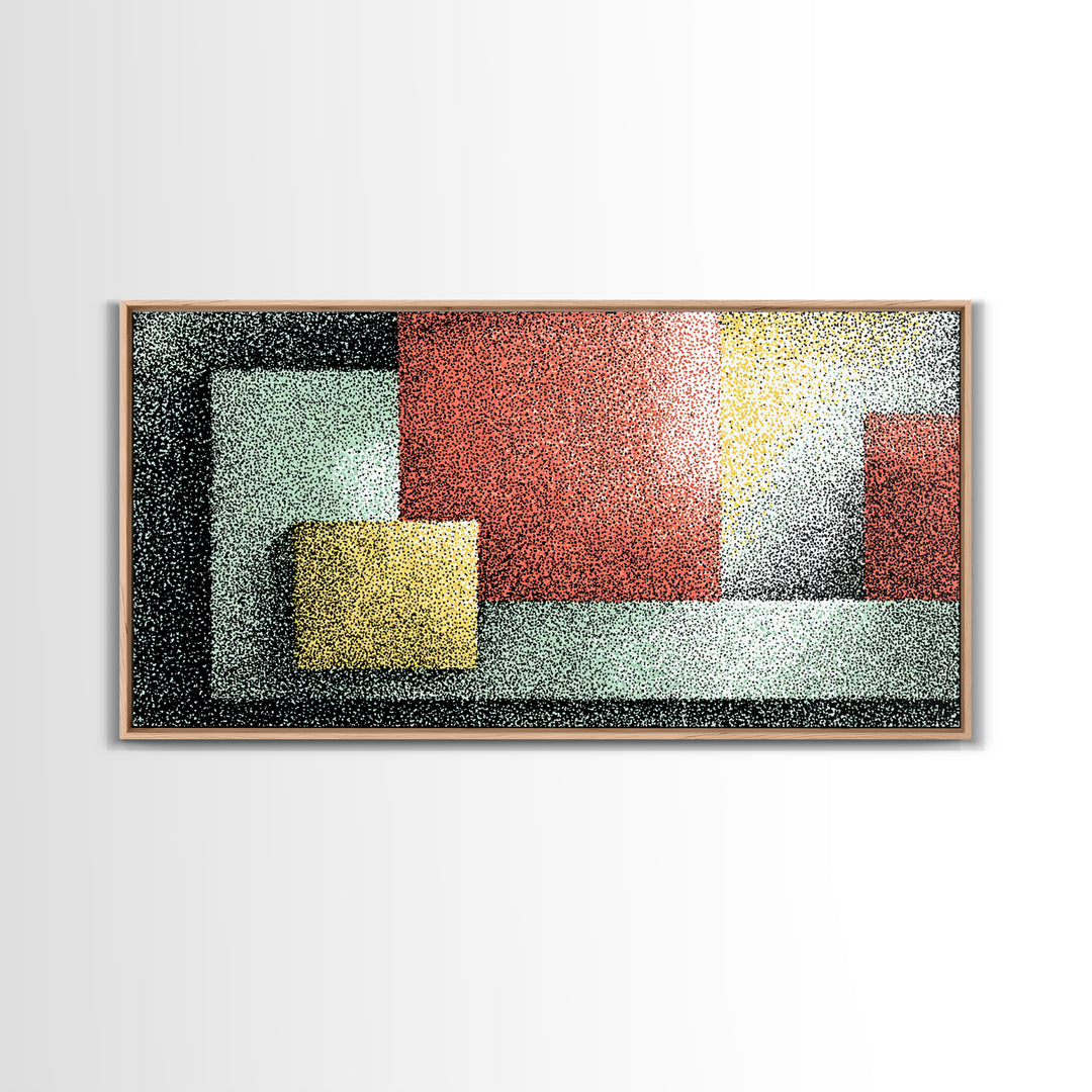 Textured Color Block Abstract Canvas Print, Mid Century Modern Wall Art, Geometric Shapes Poster, Retro Office Decor Print