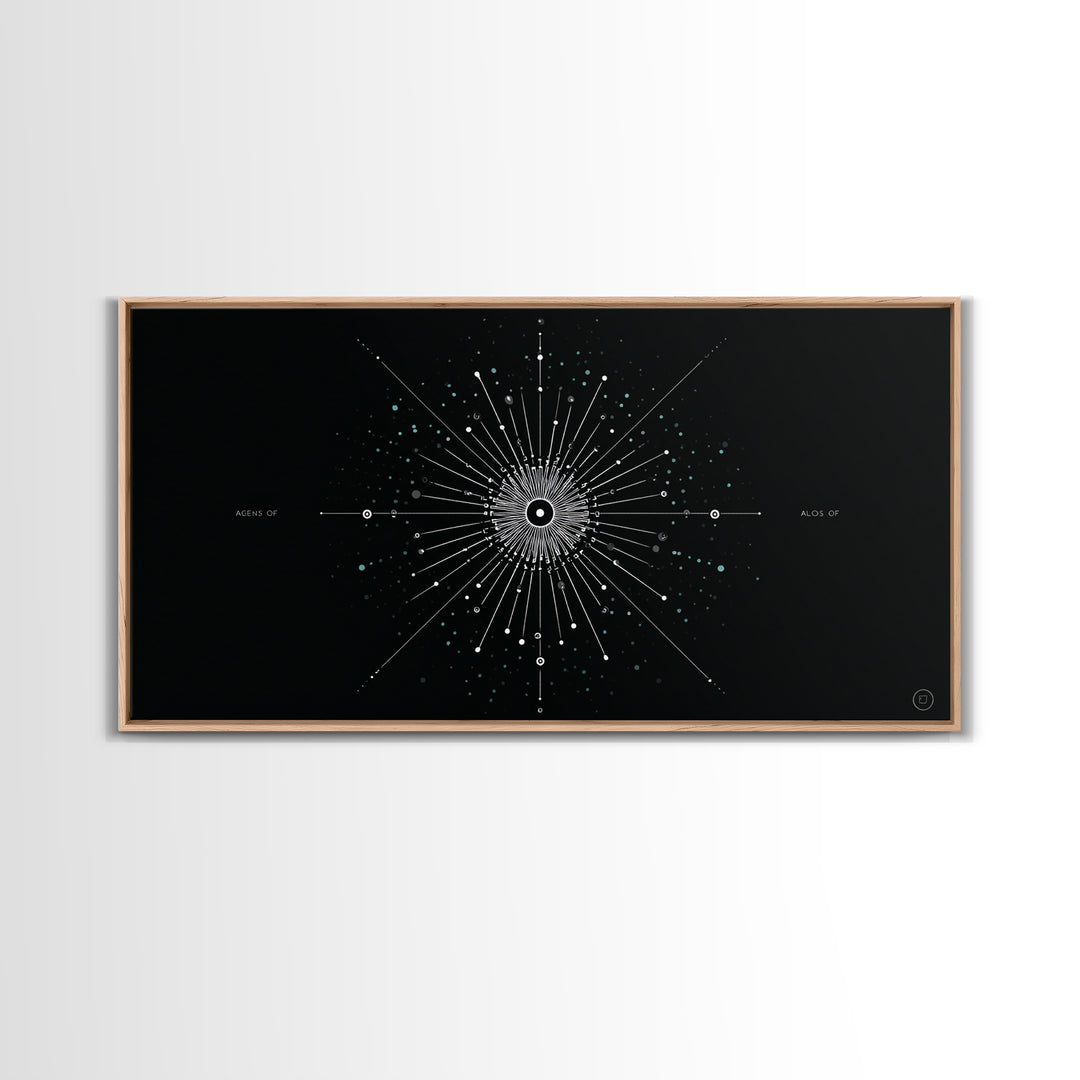 Cosmic Star Map Canvas Print, Midcentury Modern Art, Black Wall Decor, Space Abstract Art, Celestial Office Decor For Living Room