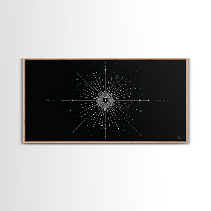 Cosmic Star Map Canvas Print, Midcentury Modern Art, Black Wall Decor, Space Abstract Art, Celestial Office Decor For Living Room