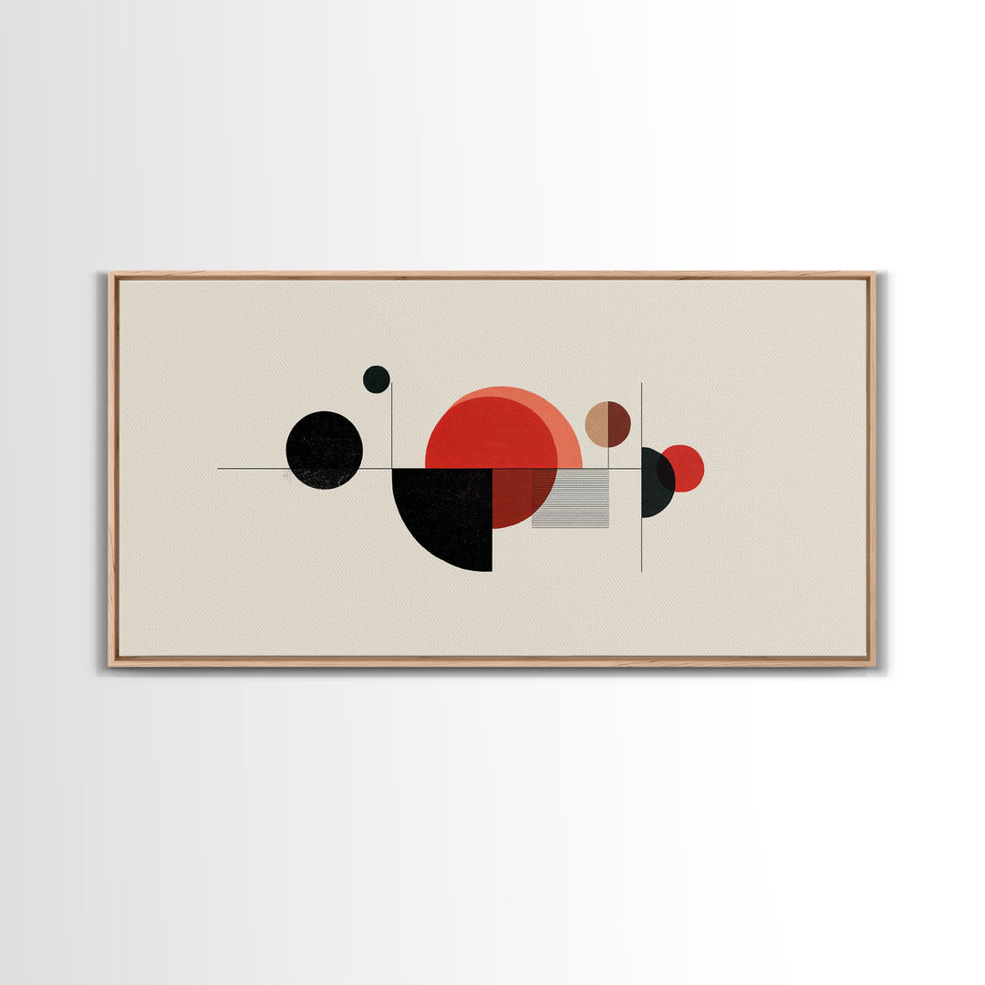 Red Black Circle Wall Art, Midcentury Modern Art, Geometric Abstract Print, Bauhaus Poster, Retro MCM Wall Decor For Home
