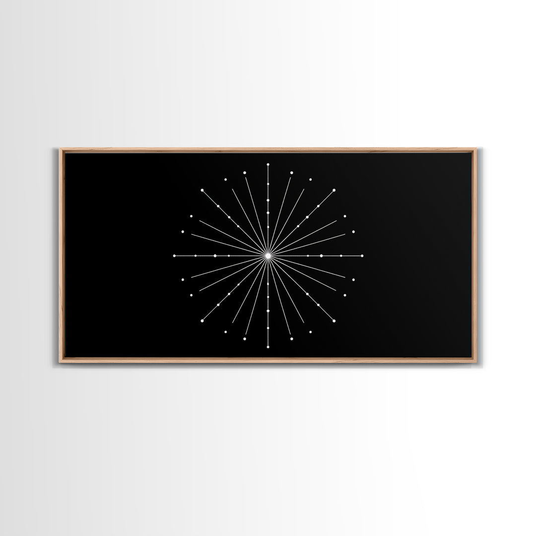 Radial Constellation Lines And Dots Canvas Print, Atomic Midcentury Wall Art, Modern Geometric Decor, Office Poster Print