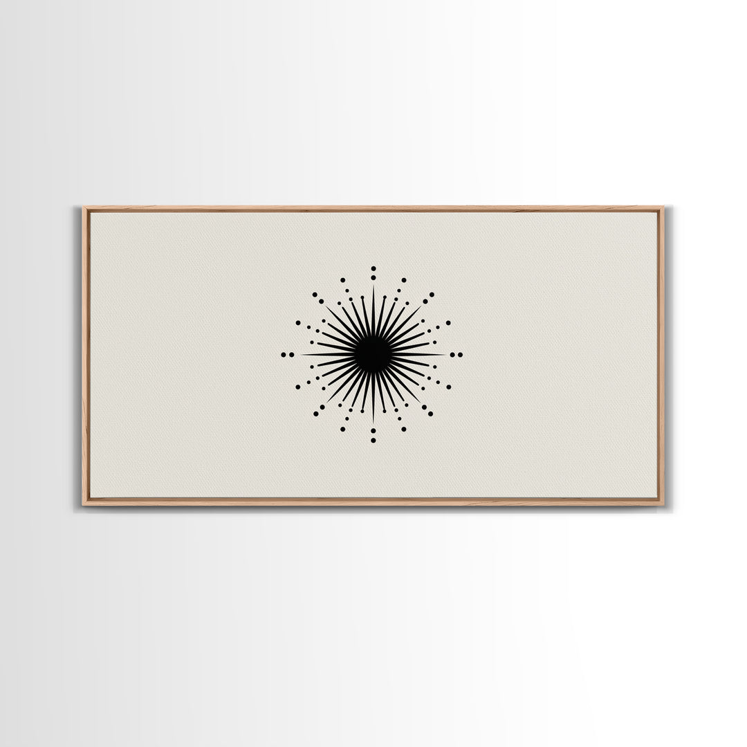 Black Atomic Starburst Wall Art, Midcentury Modern Abstract Print, Minimal Geometric Poster, Retro MCM Decor Gift For Home