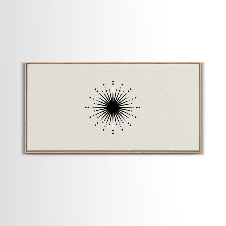Black Atomic Starburst Wall Art, Midcentury Modern Abstract Print, Minimal Geometric Poster, Retro MCM Decor Gift For Home