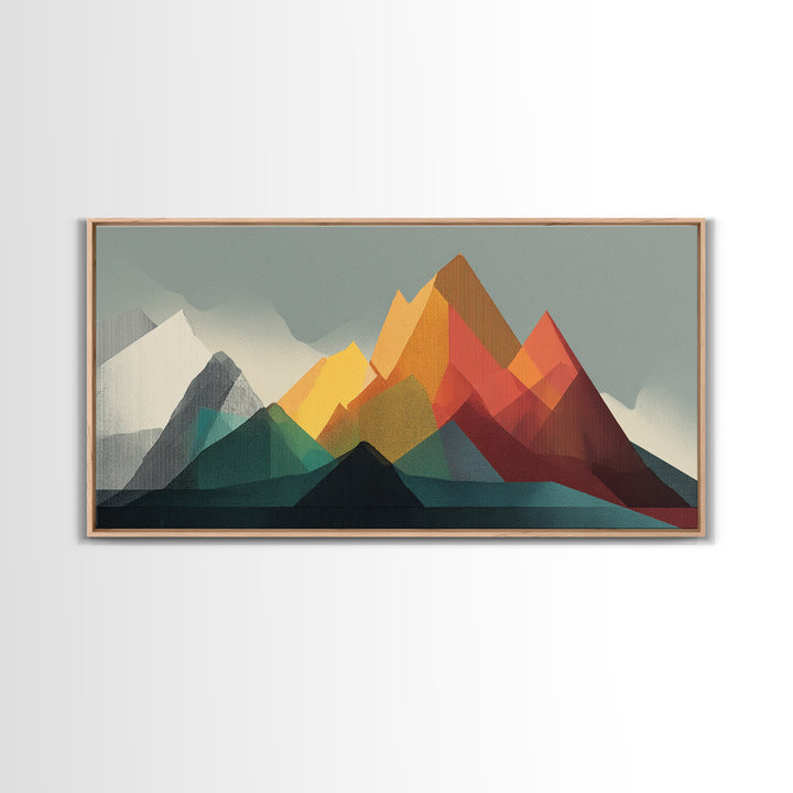 Colorful Geometric Mountain Range Wall Art, Midcentury Modern Art Print, Retro Landscape Poster, MCM Living Room Home Decor