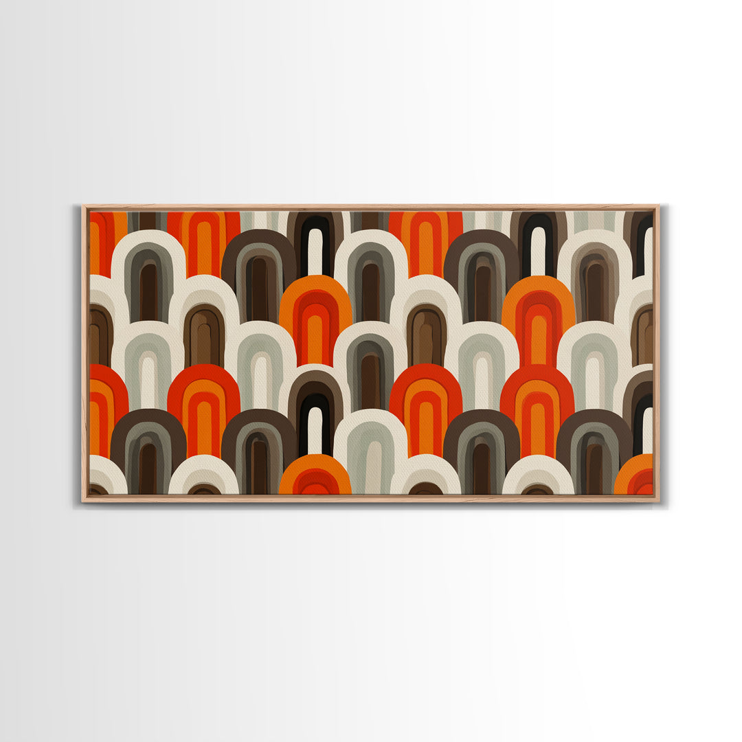 Retro Orange Brown Arch Pattern Wall Art, Midcentury Modern Art Print, 70s Decor, Geometric Wall Decor, MCM Home Decor, Retro Print